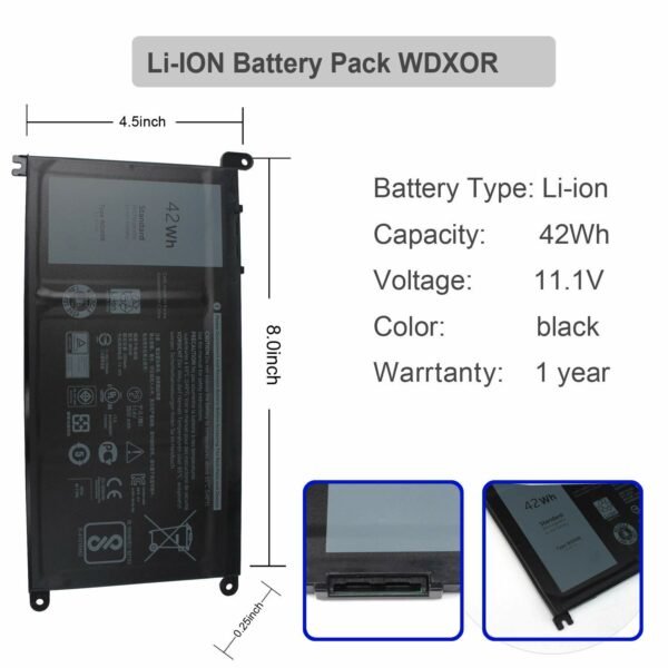 WDX0R Laptop Battery for Dell Inspiron 15-5565 5567 5568 7560 7569 7579 13-7368 7378 5378 5368 14-7460 7472 3480 5468 battery