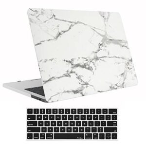 MacBook Pro 13 Case 2017 & 2016 Release A1706/A1708, ProCase Hard Case Shell Cover and Keyboard Skin Cover for Apple Macbook Pro 13 Inch with/without Touch Bar and Touch ID -White Marble Pattern