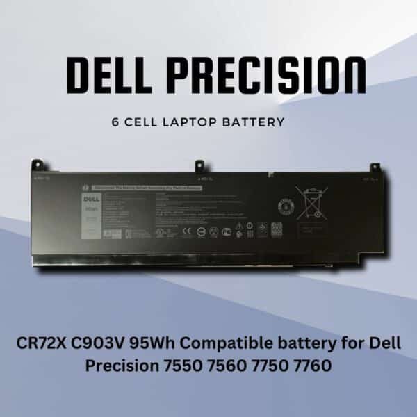 Dell 447VR Dell 68ND3 Dell C903V Dell CR72X Dell PKWVM) - lithium ion - 6-cell - 7922 mAh - 95 Wh - for Dell Precision 7550 7750